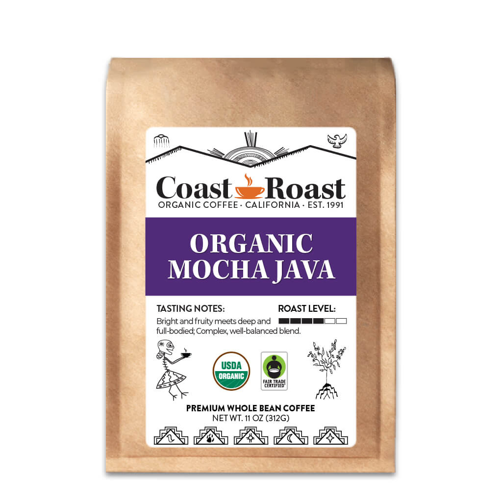 Organic Mocha Java Whole Bean Coffee Blend - Coast Roast Organic Coffee