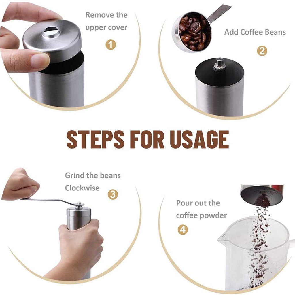 Stainless Steel Manual Coffee Grinder, 40g Portable Mill - Coast Roast Organic Coffee