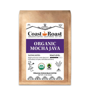 Organic Mocha Java Whole Bean Coffee Blend - Coast Roast Organic Coffee