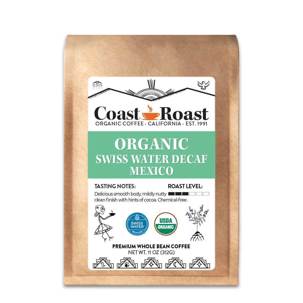 Organic Mexico Swiss Water Decaf Whole Bean Coffee - Coast Roast Organic Coffee