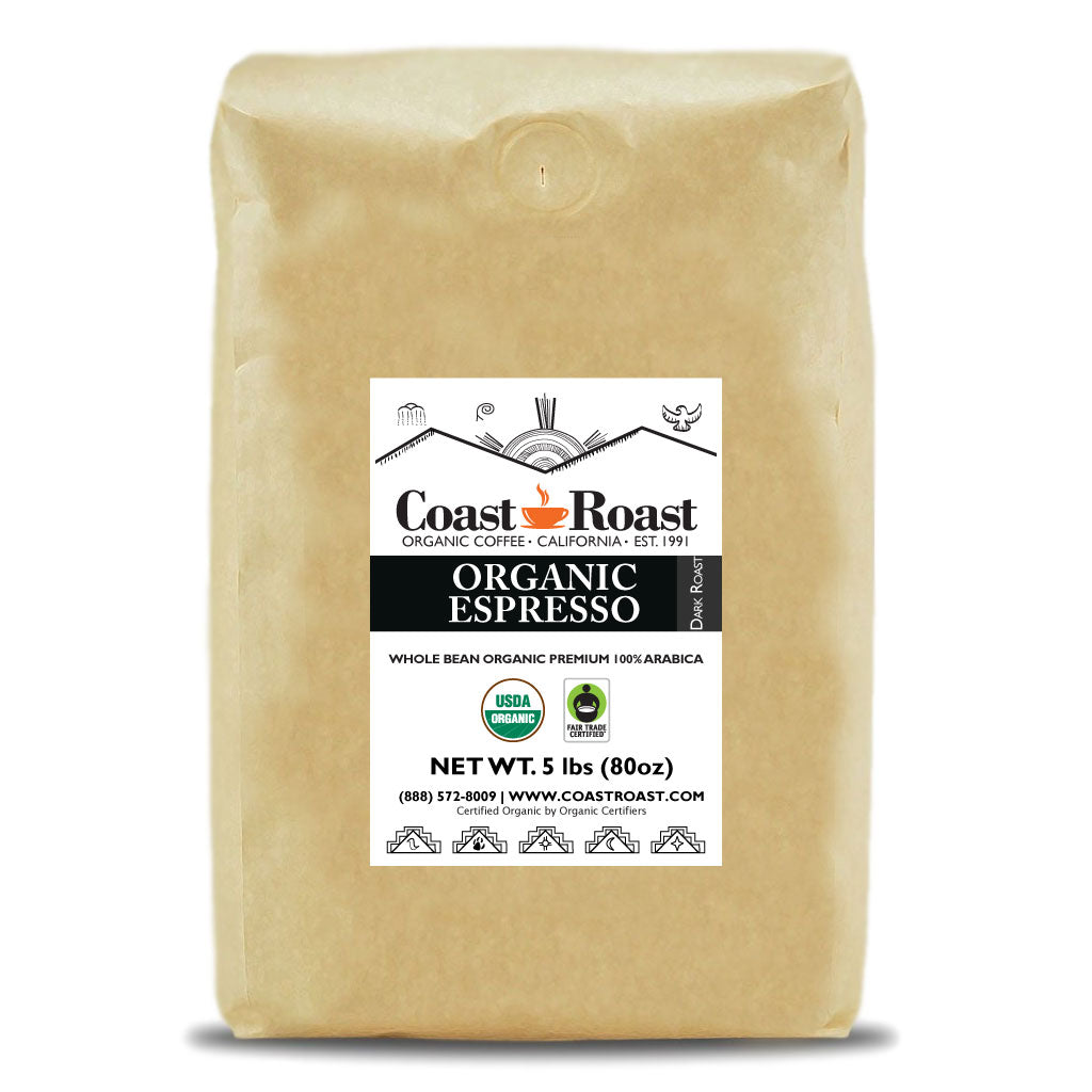 Organic Espresso Whole Bean Coffee - Coast Roast Organic Coffee