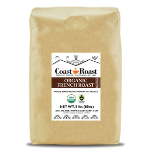 Organic French Roast Whole Bean Coffee - Coast Roast Organic Coffee