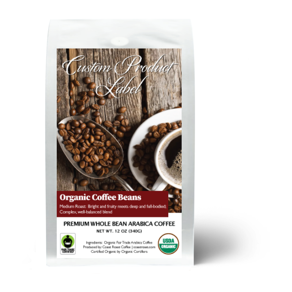 Custom Label - Organic Mocha Java Whole Bean Coffee 12oz - Coast Roast Organic Coffee