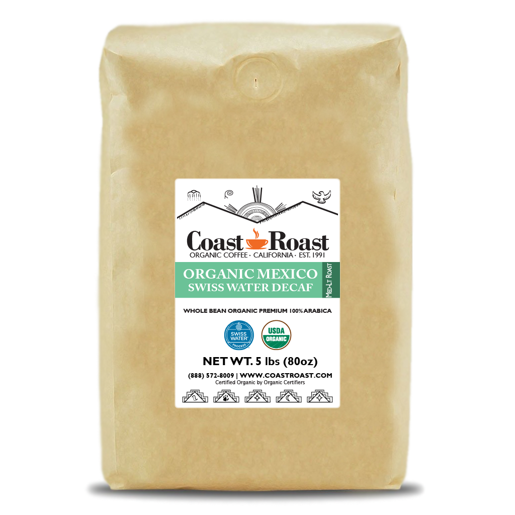 Organic Mexico Swiss Water Decaf Whole Bean Coffee - Coast Roast Organic Coffee