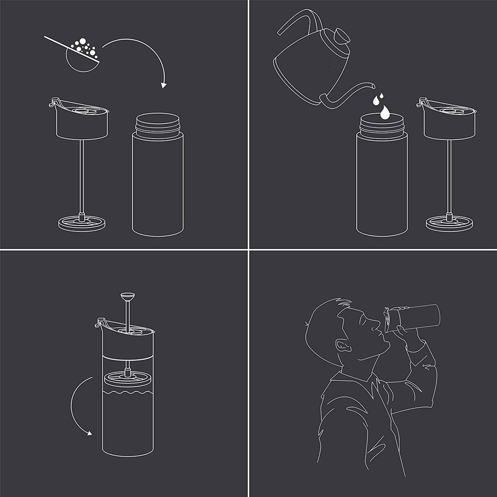 Travel Coffee Press - Portable French Press Coffee Maker with Vacuum Insulted Stainless Steel Tumbler - Coast Roast Organic Coffee